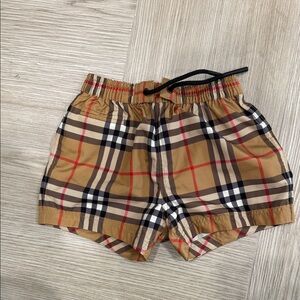 Burberry Kids Checkered Tan and Black Shorts